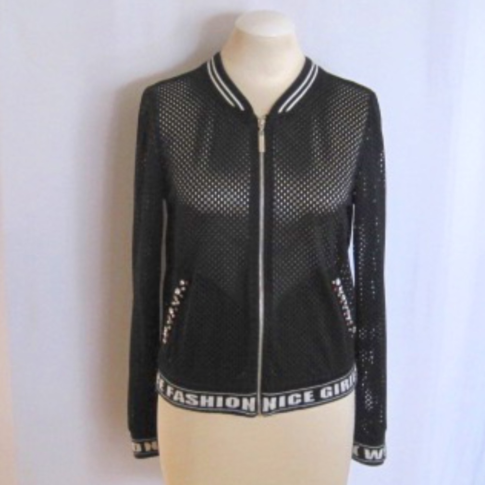 Gil Santucci Mesh Embellished Bomber Jacket